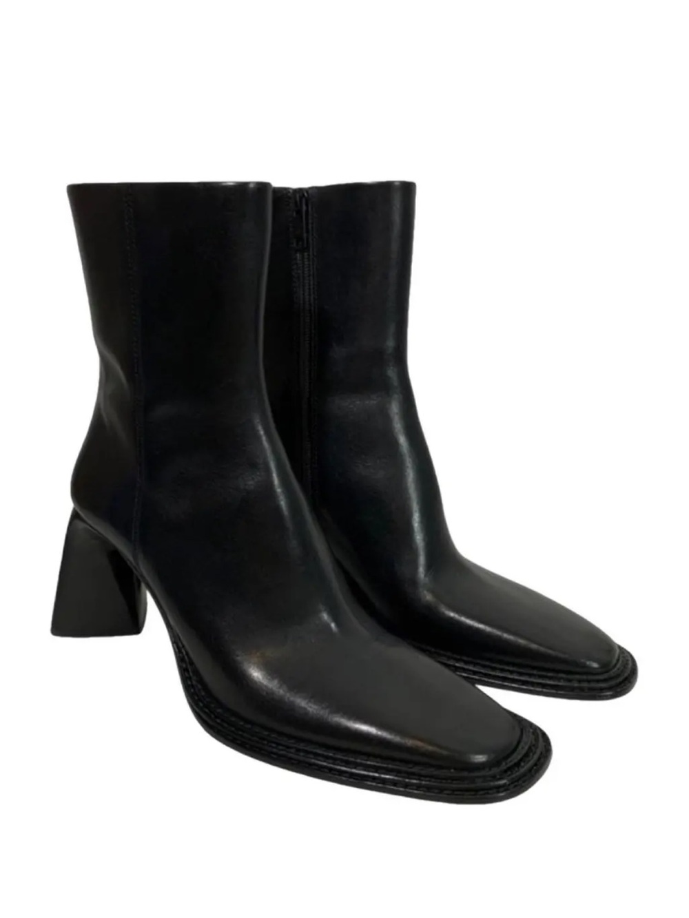 ALEXANDER WANG Women’sa Black Leather Ankle Boots - Sleek Zip Closure - Picture 9 of 17